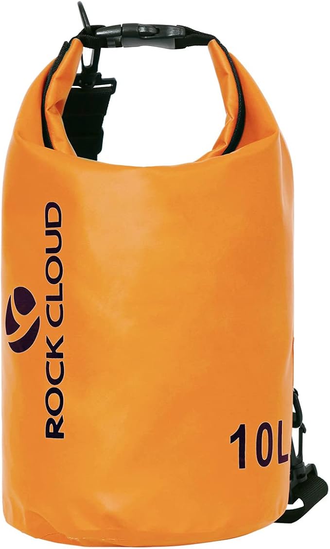 ROCK CLOUD Dry Bag Waterproof 10L Dry Sack for Kayaking Rafting Boating Beach Surfing Swimming Canoe Camping Hiking Fishing Ski, Orange