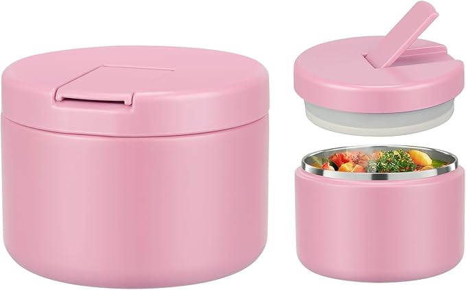 12oz Food Thermo for Hot Food Insulated Vacuum Soup Jar with Buckle Lid, Stainless Steel Wide Mouth Leak Proof Lunch Container