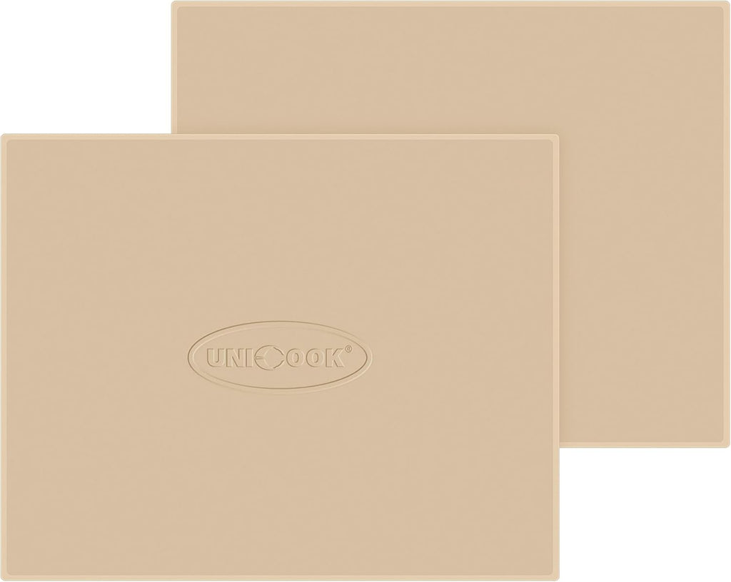 Unicook 2 PCS Pizza Stones Set, 15 x 12 Inch Rectangular Pizza Stone for Oven and Grill, Large Cordierite Cooking Pan for Baking and Grilling, Thermal Shock Resistant, Including Dough Scraper
