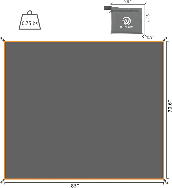 Wind Tour Portable Multifunctional Outdoor Camping Tarp Groundsheet Footprint Lightweight Floor and Ground Tarps for Camping Hiking with Carry Bag (70.6"*83")