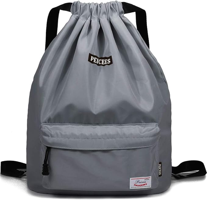 Peicees Waterproof Drawstring Sport Bag Lightweight Sackpack Backpack for Men and Women