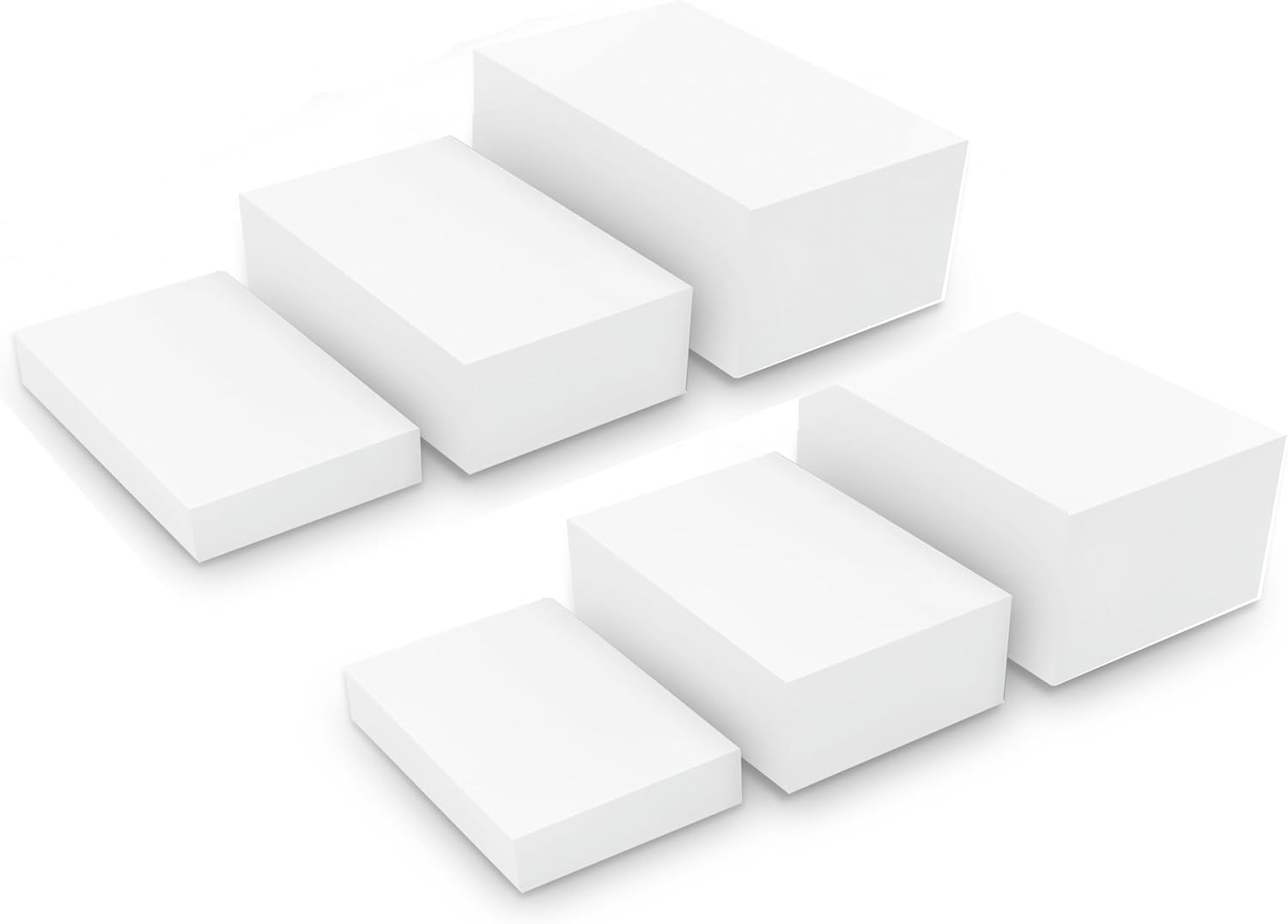 6 Pack White Buffet Food Risers, Step 12” 11”10” Large Size Acrylic Cube Box Display for Dessert Food Drink Collectibles Jewelry Figures, Display Stands for Retail Vendor Events,5 Side, Rectangle