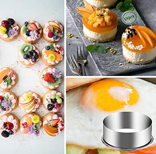 9 Pieces Stainless Steel Cookie Cutter Set Biscuit Plain Edge Round Cutters Metal Ring Baking Molds