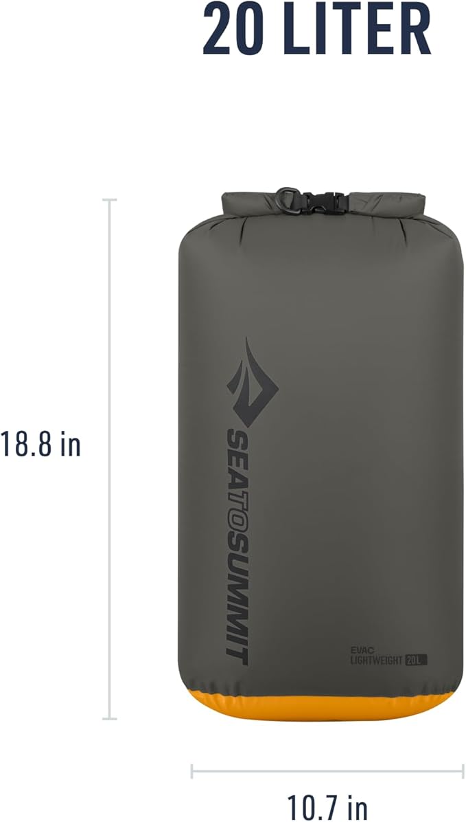 Sea to Summit eVac Dry Bag, Roll-Top Compression Sack, 20 Liter, Beluga Black