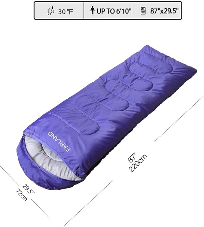 FARLAND Sleeping Bags 30℉ for Adults Teens Kids with Compression Sack Portable and Lightweight for 3-4 Season Camping, Hiking,Waterproof, Backpacking and Outdoors