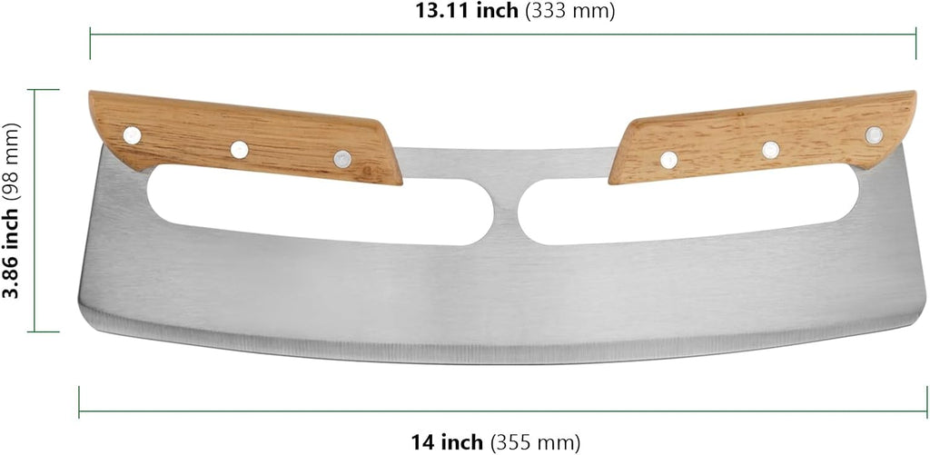 2 PCS 14 Inch Stainless Steel Pizza Cutter Rocker, Pizza Slicer Knife Wheel, Pizza Cutter Rocker with Wooden Handles and Plastic Cover, for Kitchen Party Cutter Pizza Bread