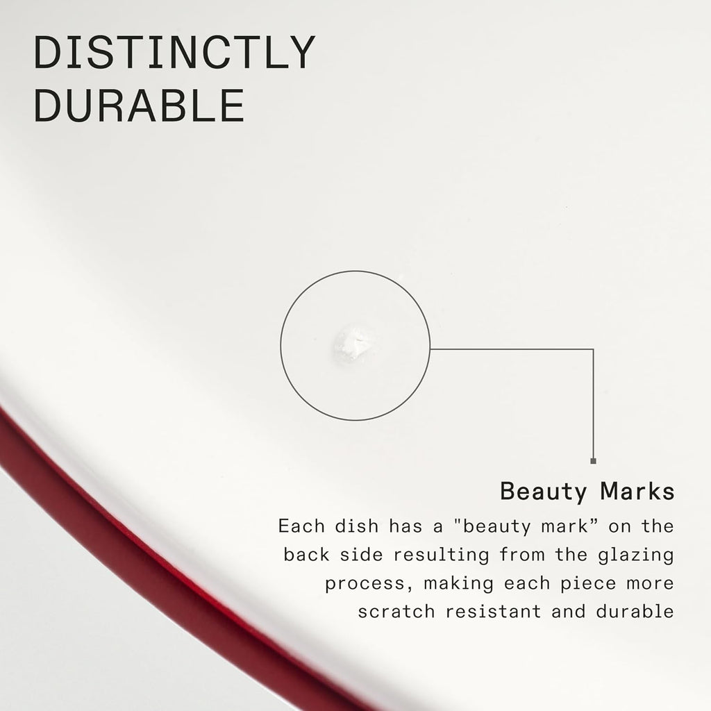 Made In Cookware - Set of 4 - Side Bowls - White With Red Rim - Porcelain England