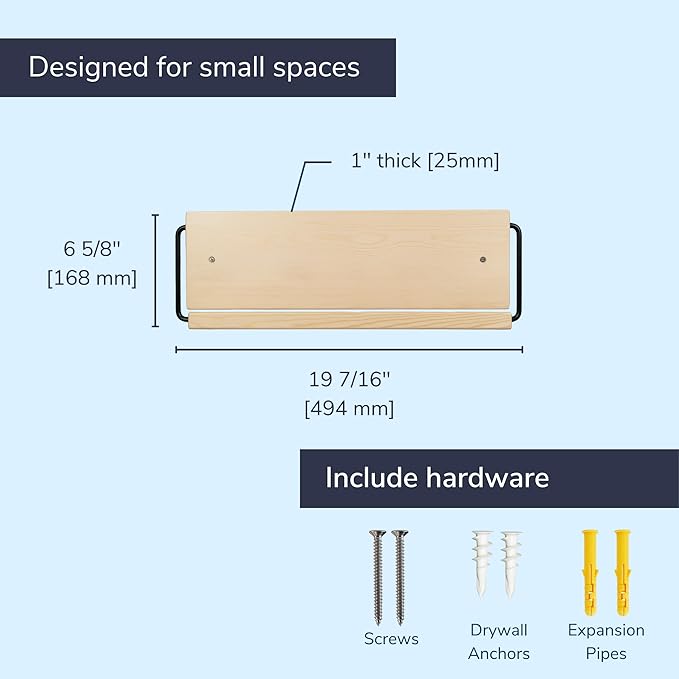 Wall Mounted Shoe Rack - A Wooden, Modern, Slim, and Small Shoe Storage Solution for Shoes and Boots in Narrow Spaces, entryways, or hallways. (20-in-Wide, Pack of 2)