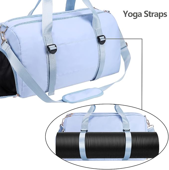 ICEIVY Gym Duffle Bag Dry Wet Separated Gym Bag Sport Duffle Bag Training Handbag Yoga bag with Extra Drawstring Backpack for man and women (Blue-Upgrade) Large