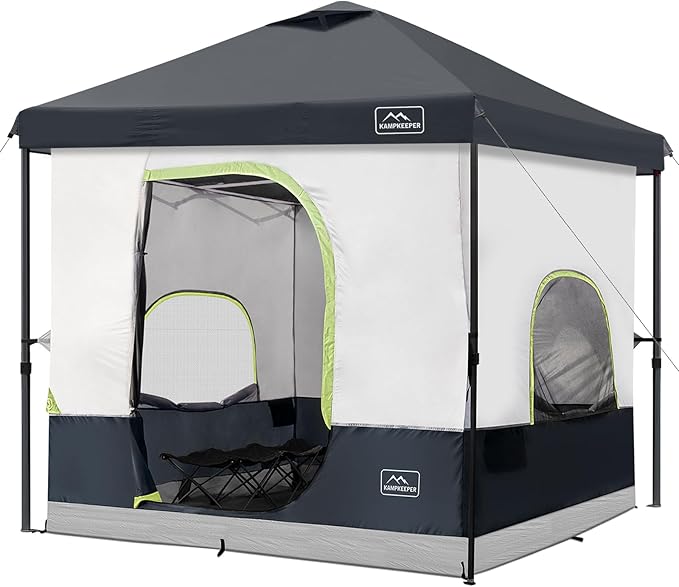 KAMPKEEPER 6 Person Camping Tent, 10x10 Pop Up Canopy Tent with Camping Inner Tent, Converts 10'x10' Straight Leg Canopy into Camping Tent–Fully Vented Roof(Canopy & Frame Included)
