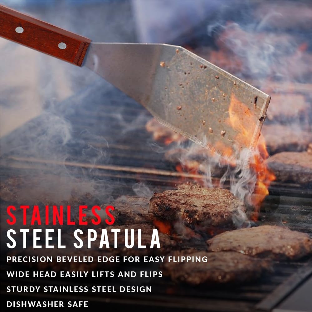 Eggssentials Griddle Breakfast Kit Compatible with Blackstone Griddle, Pancake Batter Dispenser, Bacon Press, 4 Egg Rings & Stainless Steel Spatula - Best for Indoor-Outdoor Cooking.