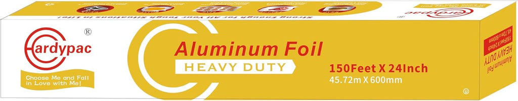 24 inch extra wide Heavy Duty Aluminum Foil Roll, 300 Square Feet, 24 Inch x 150 Feet, kitchen wide tin foil grill foil paper for cooking, baking, wrapping, BBQ aluminum paper heavy duty.