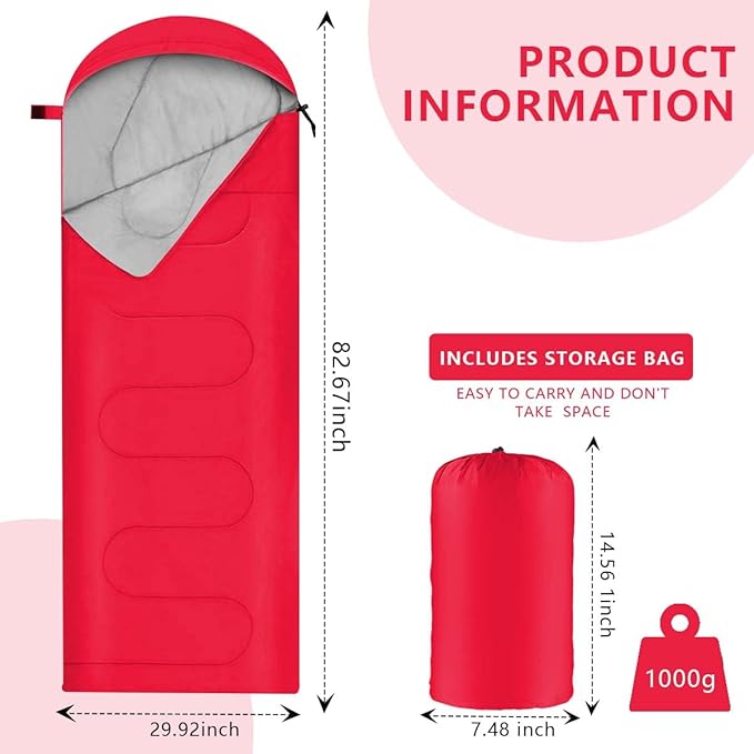 OBTANIM Camping Sleeping Bags Portable Waterproof Sleeping Bag for Adults Kids 4 Seasons Winter, Fall, Spring, Summer Backpacking Hiking Camping Mountaineering Indoor Outdoor Use