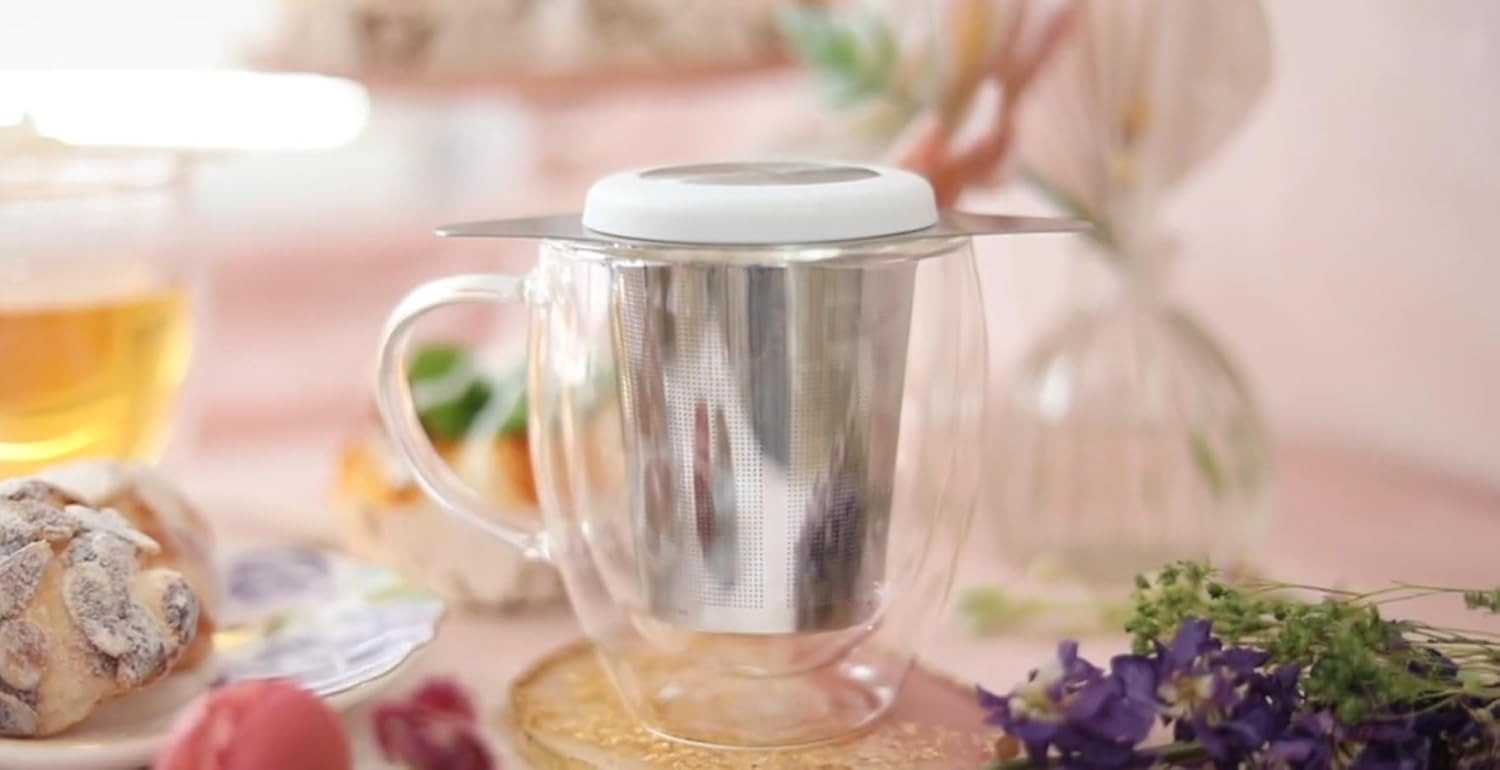Teabloom Universal Loose Tea Infuser with Dual-Purpose Lid/Dish – Fits Cups, Mugs, Teapots – Tea Connoisseur's Choice – Steep Tea or Coffee