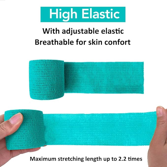 ESUPPORT 2 Inches X 5 Yards Self Adherent Cohesive Wrap Bandages Strong Elastic First Aid Tape for Wrist Ankle Pack of 10