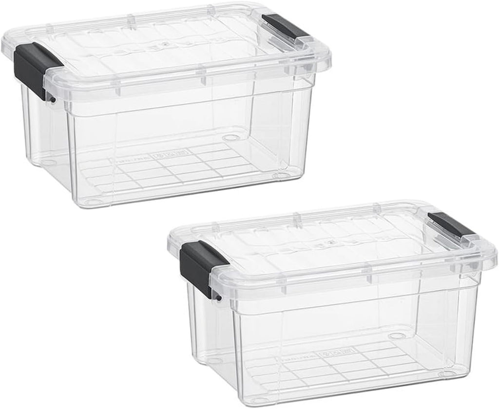 Superio Clear Storage Bins with Lids, Stackable Storage Box with Latches and Handles, Extra Small, 2 Pack 1.75 Quart