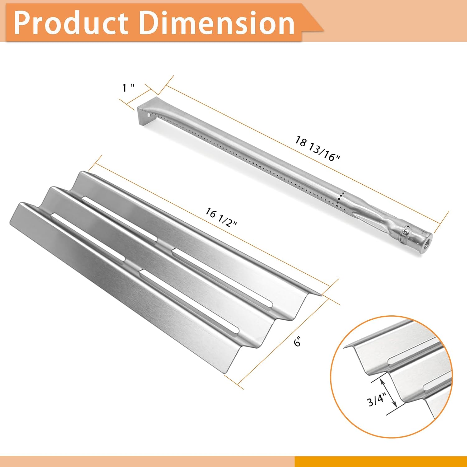 S8C011 Stainless Steel Cooking Grid Grates, Heat Plate and Grill Burner Tube Replacement Parts for Napoleon Gas Models LEX485/605/730 LE LD485 Series Grills S81001
