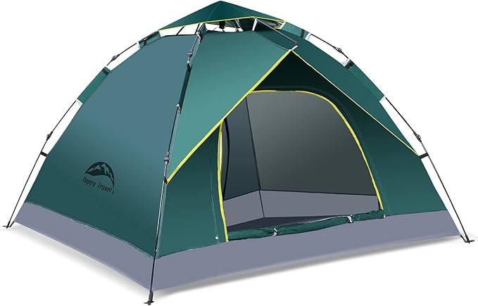 Happy Travel 1/2/3/4 Person Camping Tent, Instant Easy Pop Up Tents for Camping,Automatic Waterproof Family Camping Tent, Easy Set Up Tent,Portable Windproof Dome Tent for Camping Hiking & Traveling