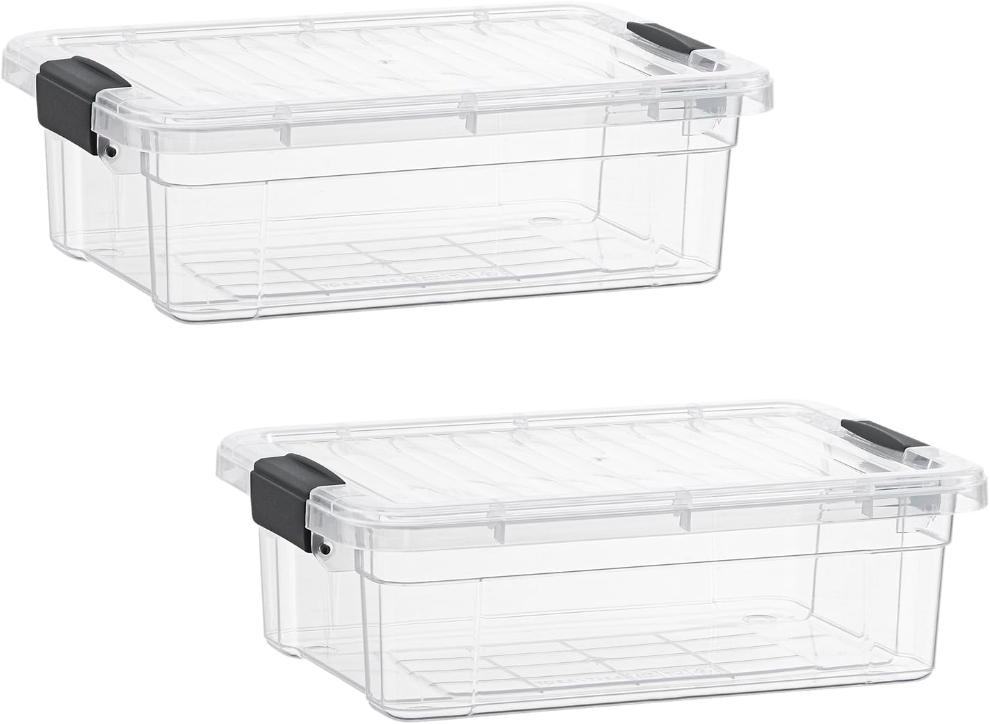 Superio Storage Bins with Lids- 2 Pack, 4.5 Qt Clear Boxes for Organizing, Stackable Plastic Containers- BPA Free, Non-Toxic, Odor Free, Organizer for Home, Office, Dorm