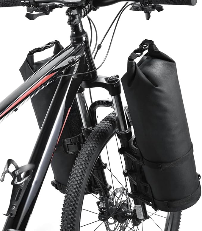 2Packs Bike Fork Bags Waterproof Roll Top Design 5L/7L Bicycle Dry Bag Fork Sacks Cycling Pack Bike Pannier for Moutain Bikes Road Bikes Electric Scooters