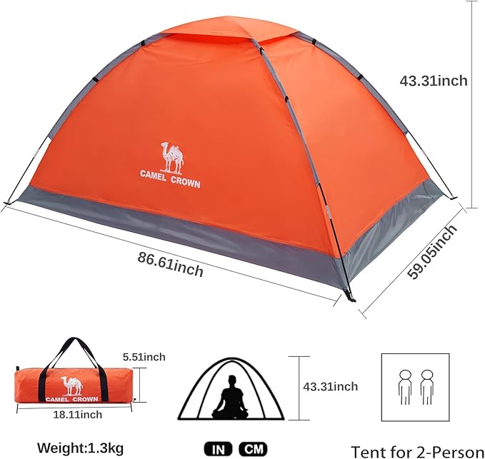 CAMEL CROWN Tents for Camping 2/3/4/5 Person Camping Dome Tent, Waterproof,Spacious, Lightweight Portable Backpacking Tent for Outdoor Camping/Hiking