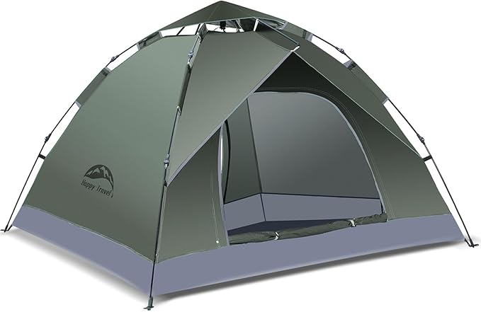 Happy Travel 1/2/3/4 Person Camping Tent, Instant Easy Pop Up Tents for Camping,Automatic Waterproof Family Camping Tent, Easy Set Up Tent,Portable Windproof Dome Tent for Camping Hiking & Traveling