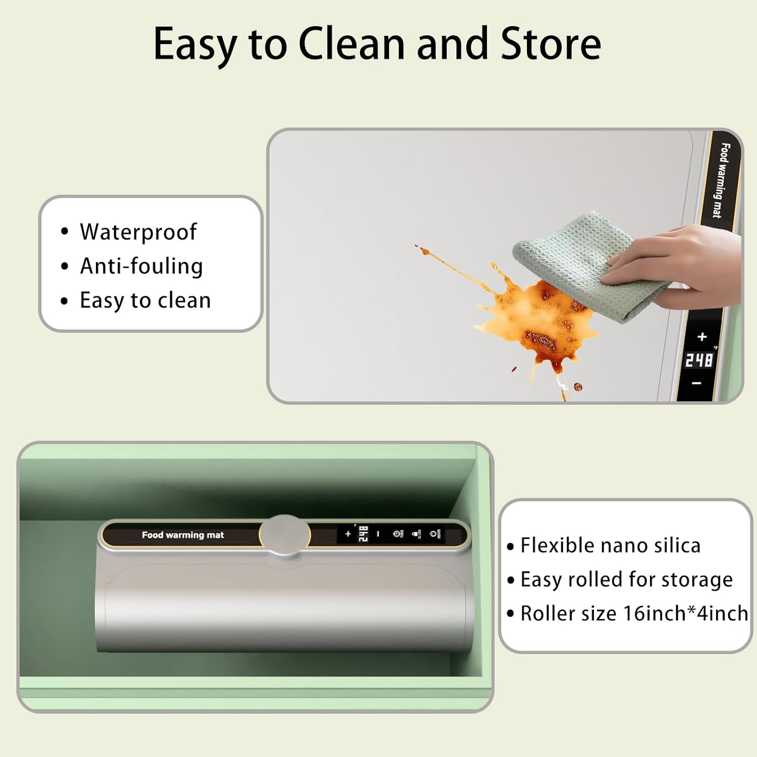 Warming Mat for Food, Rollable Electric Warming Trays for Food with 9 Temperature Settings, Heating Fastly in 10S, Food Warmer Using for Buffets Party and Home Daily, Grey