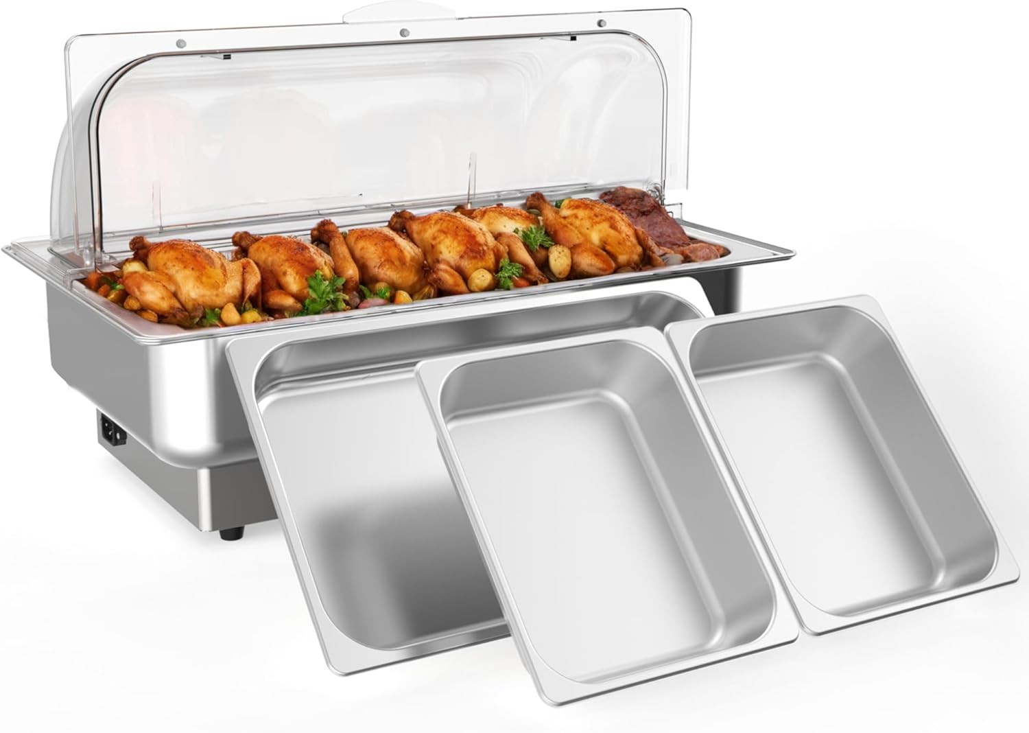 Chafing Dish Electric Buffet Set,9QT Stainless Steel Food Servers and Warmers with 1 Full-Size Pan & 2 Half-Size Pan for Wedding and Parties