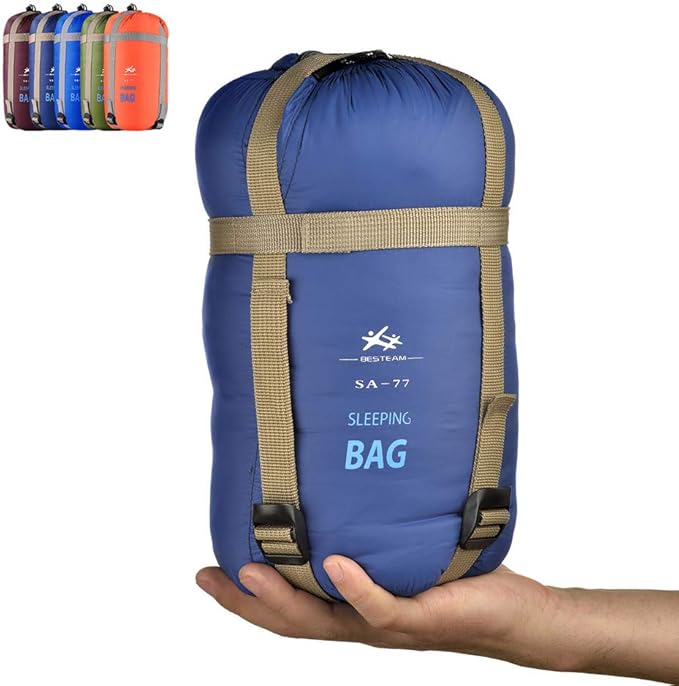 Warm Weather Sleeping Bag - Portable Waterproof Compact Lightweight, Packable for Kids, Teens Adults Camping Backpacking Hiking, Spring Summer Fall