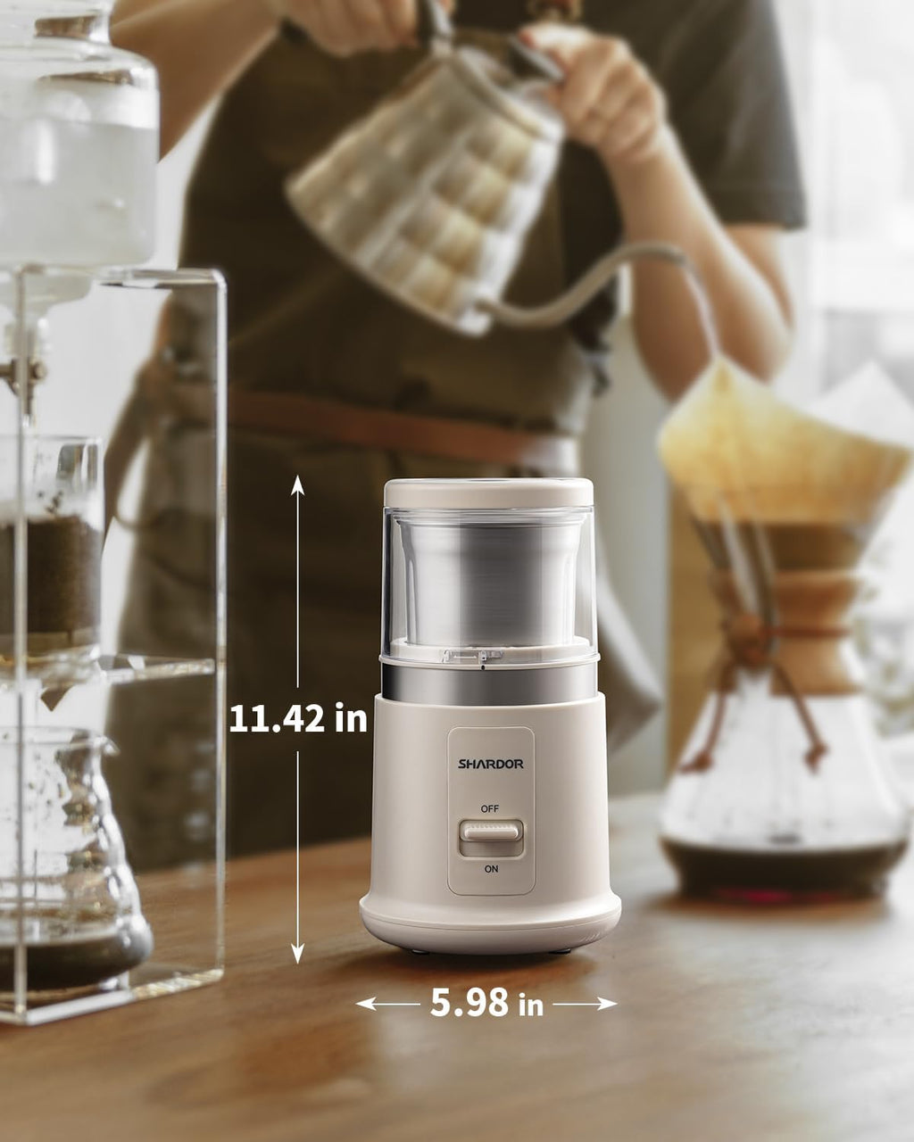 SHARDOR One Touch Coffee Grinder Electric, Spice, Herb, For Coffee Bean Spices and Seeds with 1 Removable Stainless Steel Bowl, Dry Grinder, White