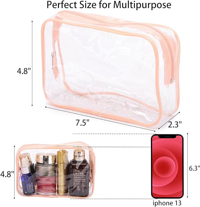 Tbestmax 10 Pack Clear Cosmetic Bags Makeup Bags Portable Waterproof TSA Approved Travel Toiletry Bags Organizer