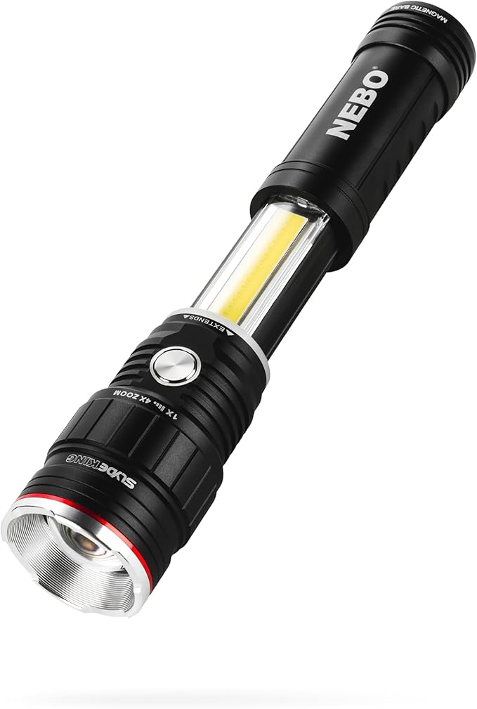 NEBO Slyde King Flashlight, Rechargeable LED Flashlight and Work Light, Bright, Durable, Everday Carry & Camping Flashlight with 4 Light Modes, C.O.B. Work Light and Magnetic Base