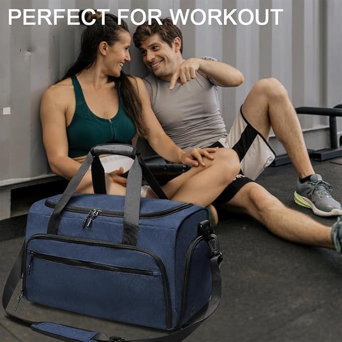 Gym Bag for Men Women, Small Fitness Workout Sports Bag with Wet Pocket & Shoes Compartment, Water Resistant Overnight Weekender Duffel Bag