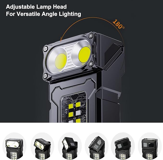 Mini LED EDC Tactical Flashlight - Multifunctional Outdoor Flashlight for Night Working, Running, Camping, Fishing, Hiking, USB C Charging Warning Flash Light Mobile Phone Emergency Power Bank