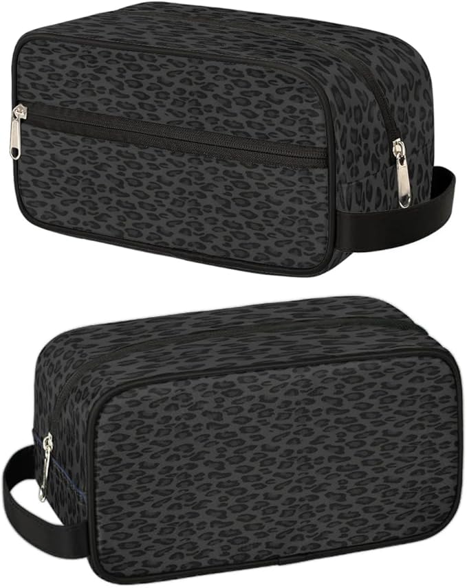 Black Leopard Hanging Toiletry Bag,Travel Hygiene Kits for Boys Mens,Waterproof Makeup Carry-on Bags,Cosmetic Bag,TSA Approved Shave Dopp Kit for Toiletries Shower Bathroom Accessories Gifts