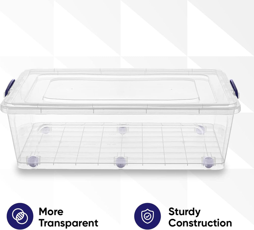 Superio Storage Bins with Lids, Clear Plastic Containers for Organizing, Stackable Totes, BPA Free, Odor Free, Organizer Boxes for Home, and Dorm (2 Pack, 42 Quart)
