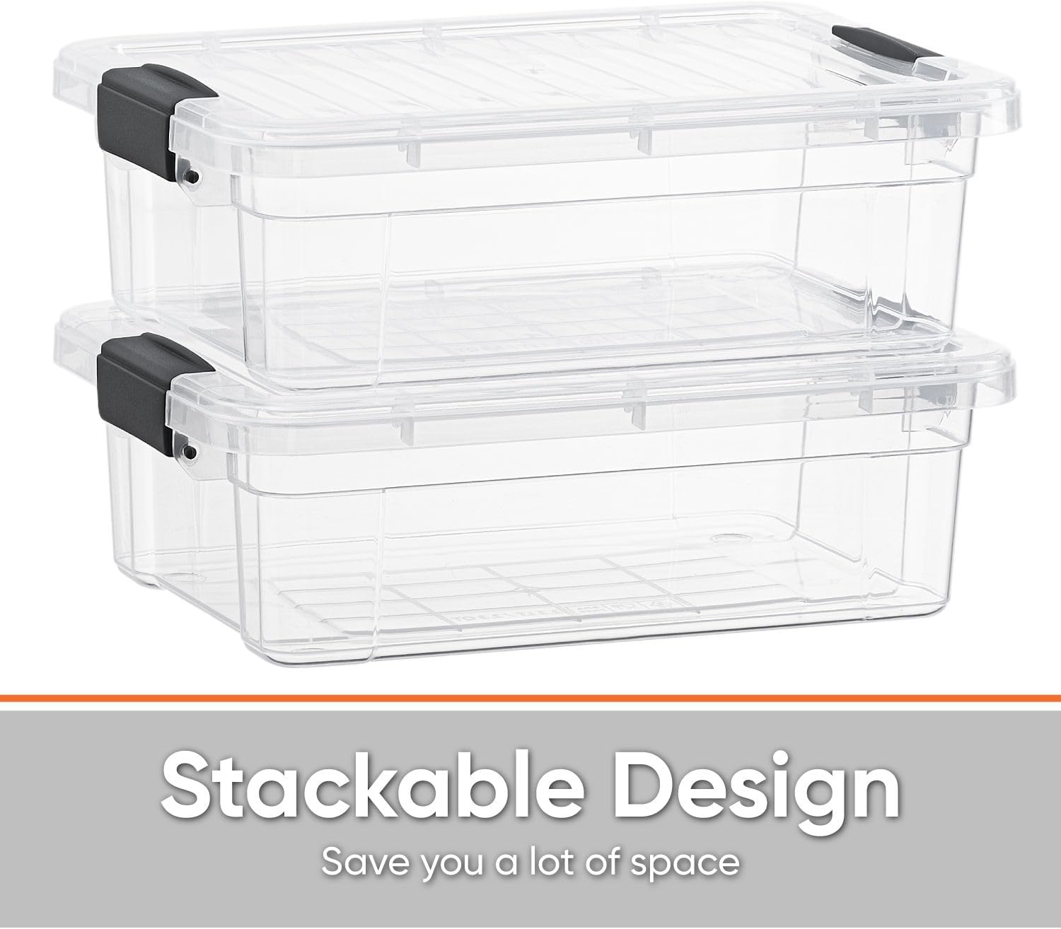 Superio Storage Bins with Lids- 4 Pack, 7.4 Qt Clear Boxes for Organizing, Stackable Plastic Containers- BPA Free, Non-Toxic, Odor Free, Organizer for Home, Office, Dorm