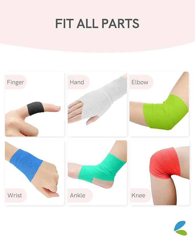 FriCARE Self Adhesive Bandage Wrap, Medical Tape in First Aid Kit, Cohesive Bandages for Wounds Sport Vet, FSA/HSA Eligible, 2 Inches X 5 Yards 16 Rolls, Rich