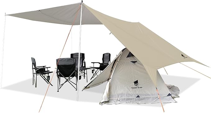 GEERTOP Portable Backpacking Tent Tarp 17 x 10 ft Large Hammock Rain Fly Tarp Shelter Camp Awning for Outdoor Travelling - No Includes Poles