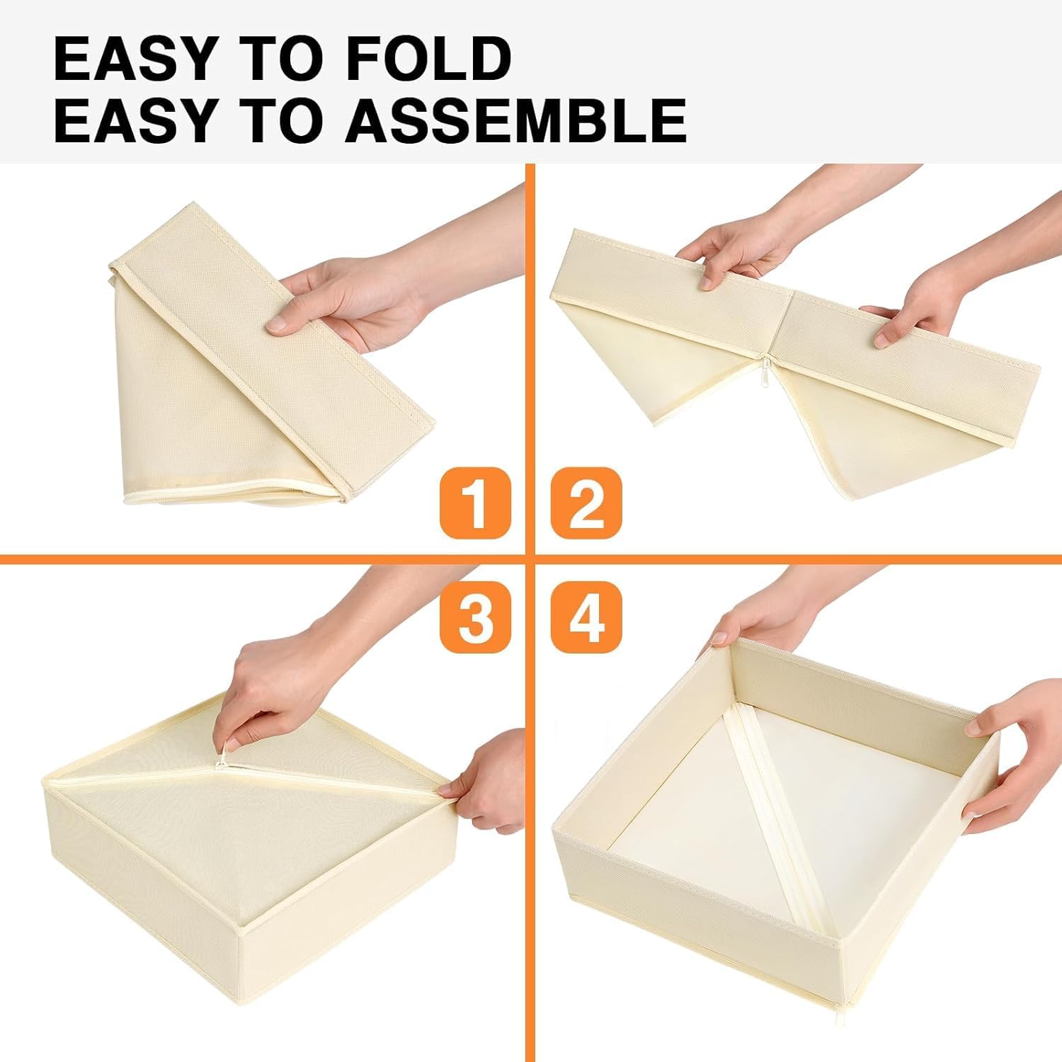 DIMJ Drawer Organizer Clothes 12 Pack - Foldable Baby Organizers and Storage & Dresser Organizer for Bedroom, Closet - Nursery Organization Dresser Dividers for underwear, Sock,Bra, Belt, Tie, Beige