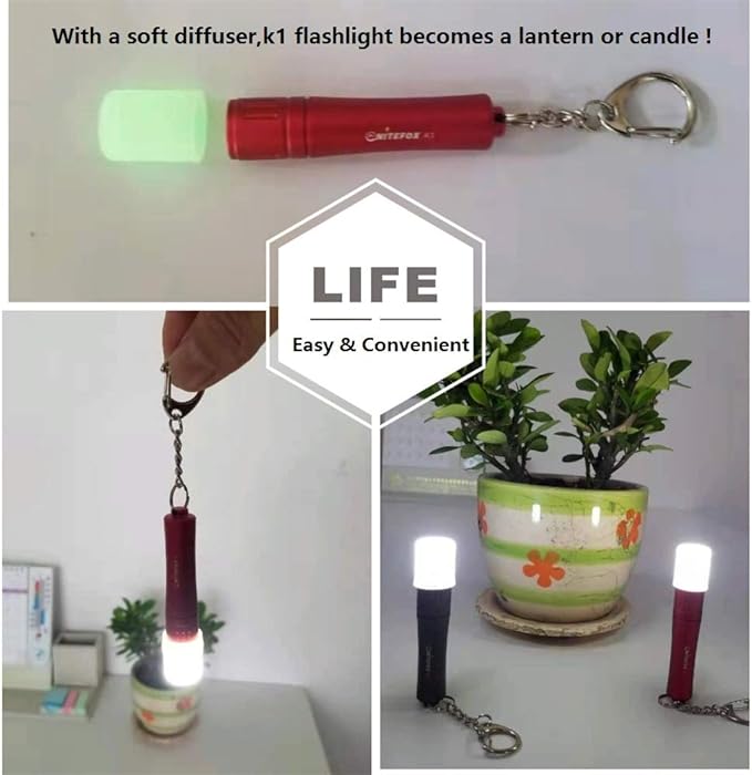 Bright Keychain Flashlight K1,high Bright 150 lumens,as Small Flashlight Lantern Camp lamp Light,Waterproof Torch for EDC,Reading,Sleep,Dog Walking,Camping,Hiking (2 PCS Black red)