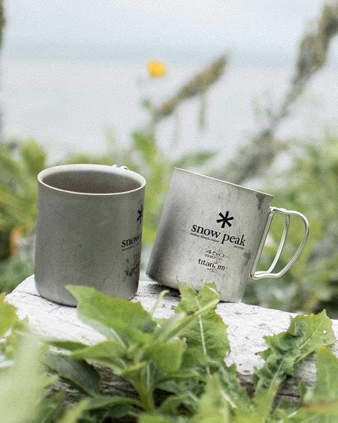 Snow Peak Double Wall Titanimum Insulated Mug, Lightweight, Durable, Camping, 450ml