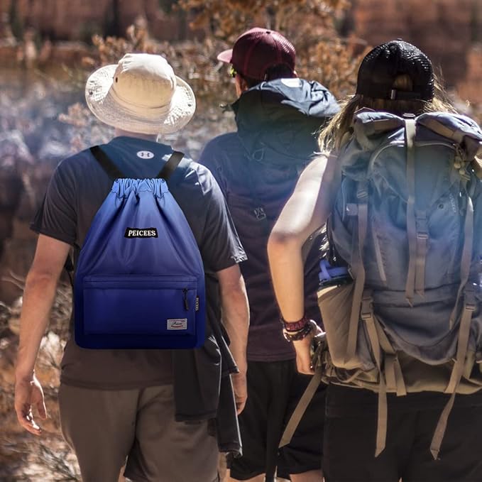 Peicees Waterproof Drawstring Sport Bag Lightweight Sackpack Backpack for Men and Women