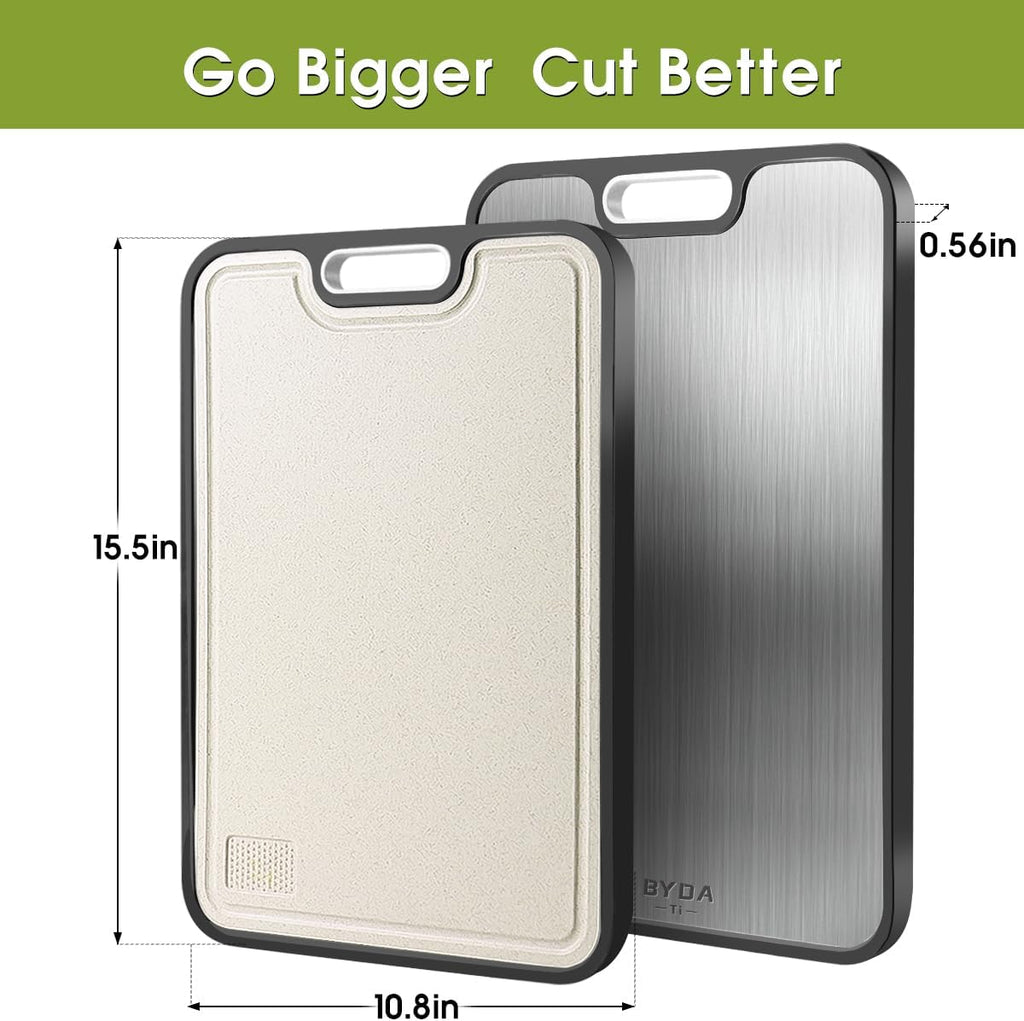 Titanium Cutting Board for Kitchen,Double Sided FoodGrade,Pure Titanium&Wheat Straw PP,Non-Toxic,Non-Slip,Dishwasher Safe,Ideal for Meat,Vegetables,Fruit
