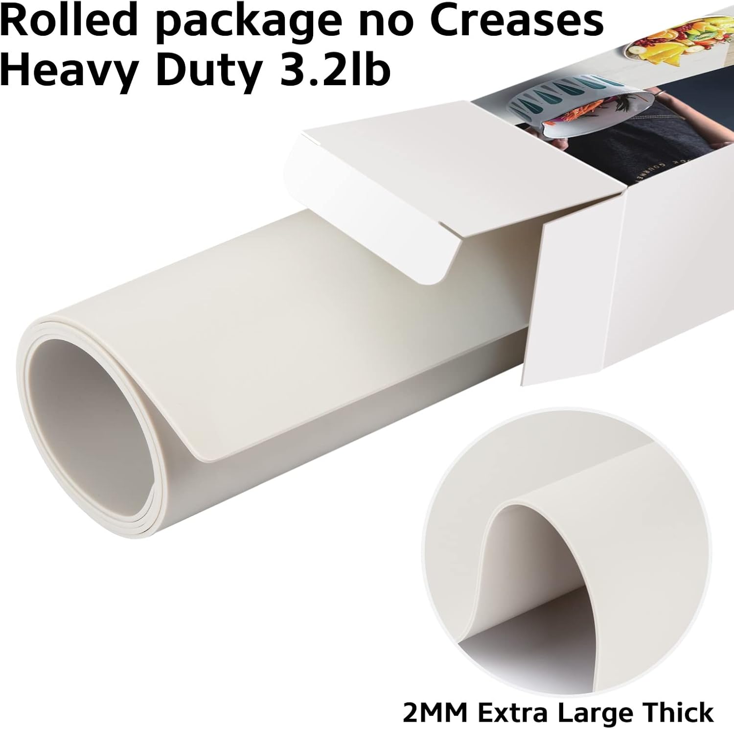 Slicone Mat Heat Resistant Mats for Countertop, Multipurpose Large Silicone Mats for Crafts Kitchen Workbench Size 36x24 inches Thick 2mm,Rolled Package,Beige