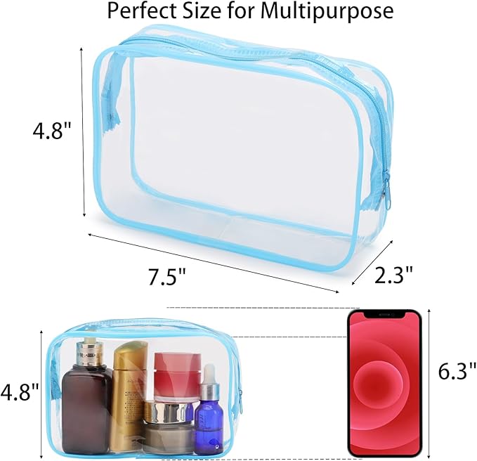 Tbestmax 10 Pack Clear Cosmetic Bags Makeup Bags Portable Waterproof TSA Approved Travel Toiletry Bags Organizer