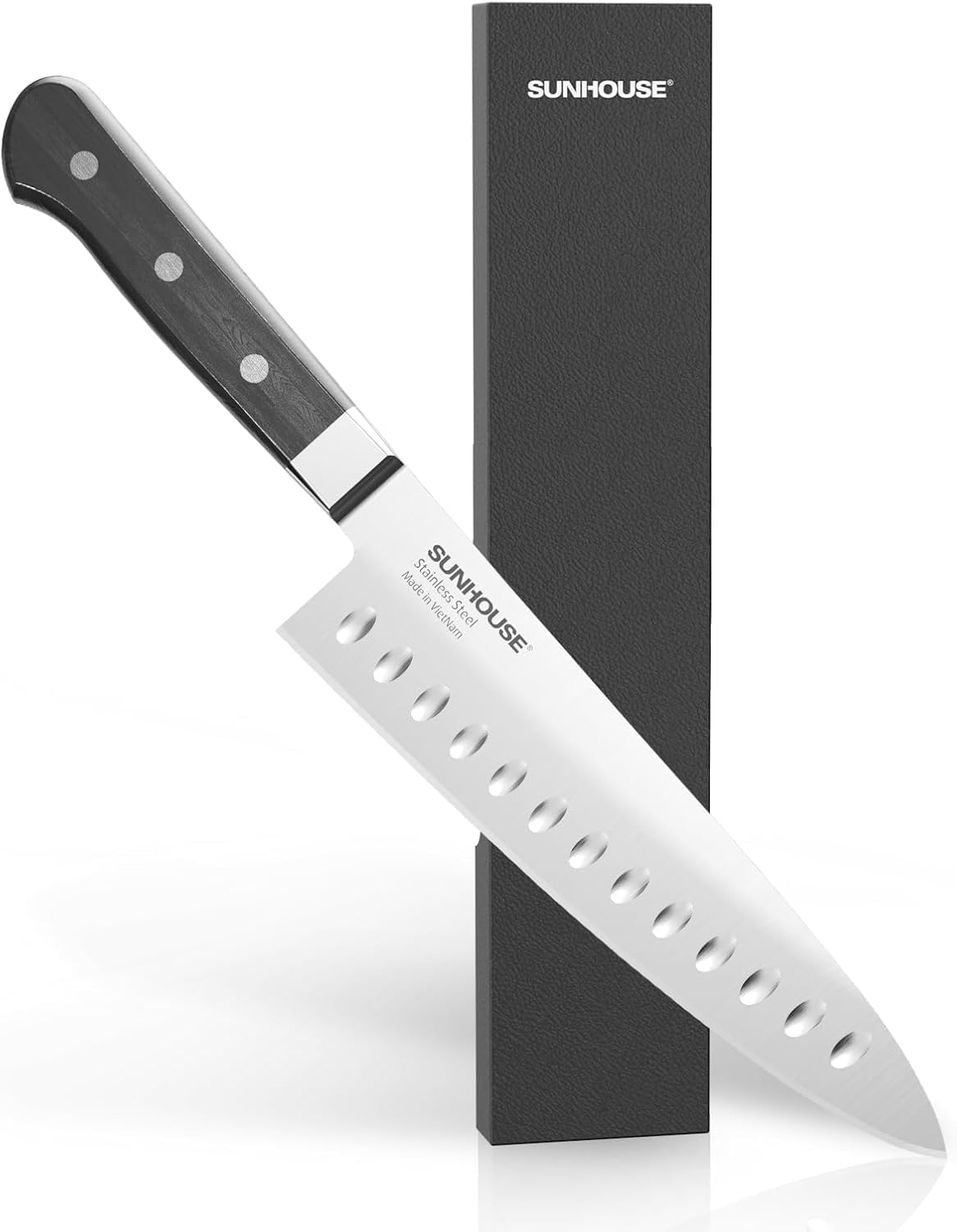 Sunhouse PREMIUM Chef Knife 7.9 inch, AUS-8 Stainless Steel – Superior 62HRC Hardness, Razor Sharp Blade, Full Tang, Ergonomic Handle, Perfect Gifts for Mom or Dad,Premium Gifts Box