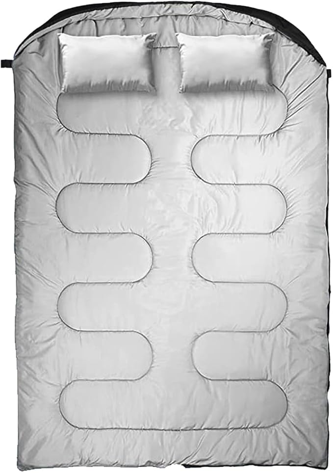 oaskys Double Sleeping Bag for Adults with 2 Pillows - Queen Size XL Waterproof Sleeping Bag for All Season Camping Hiking Backpacking 2 Person Sleeping Bags for Cold Weather & Warm