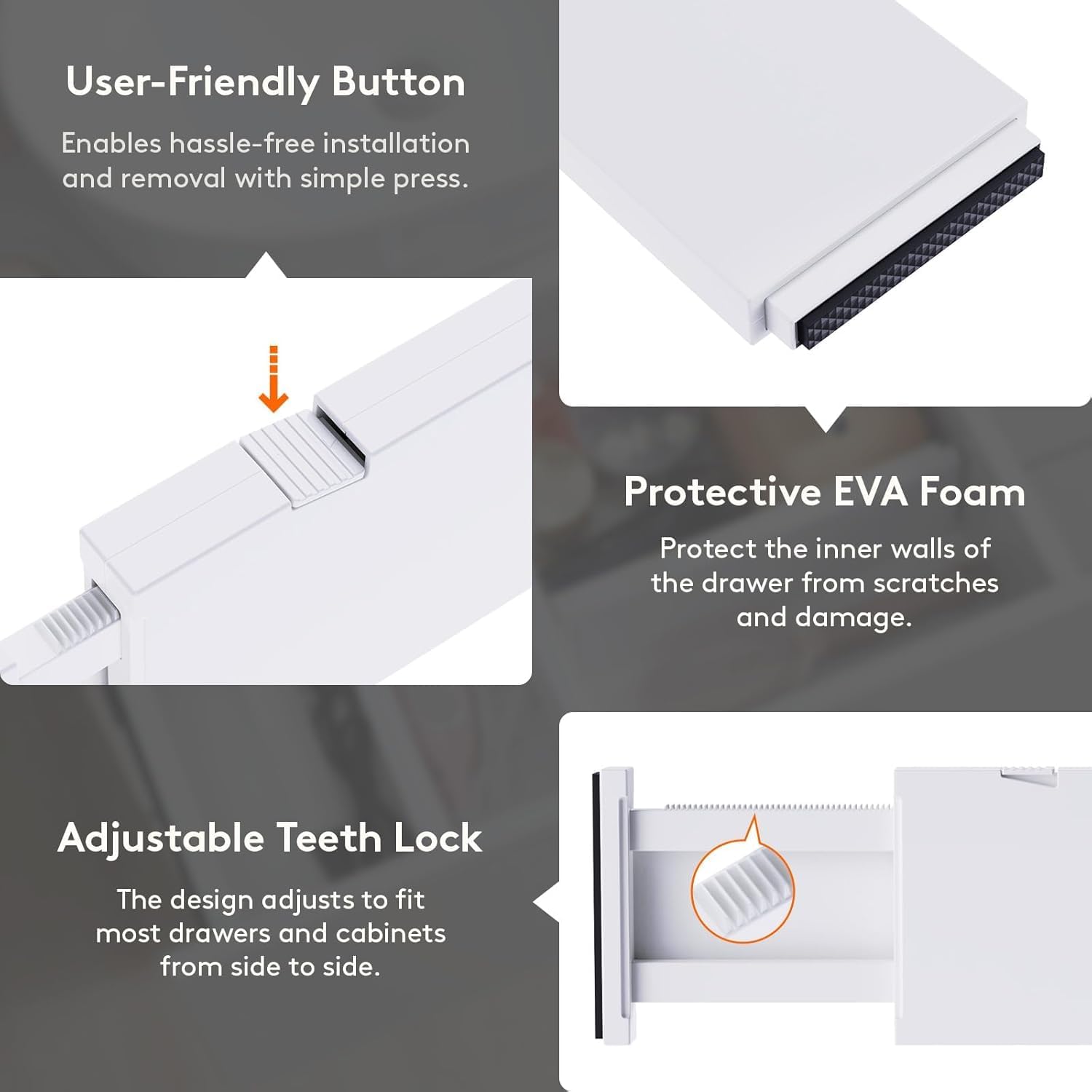 Lifewit 8 Pack Drawer Dividers 4" High,11-17" Adjustable Dresser Drawer Organizers for Clothes, Expandable Dresser Separators in Bedroom/Bathroom/Kitchen/Vanity/Office Organization and Storage, White
