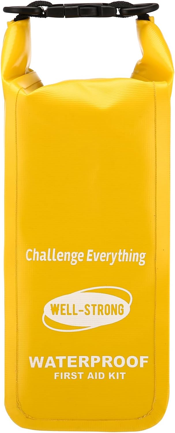 Waterproof First Aid Kit Roll Top Boat Emergency Kit with Waterproof Contents for Fishing Kayaking Boating Swimming Camping Rafting Beach Yellow